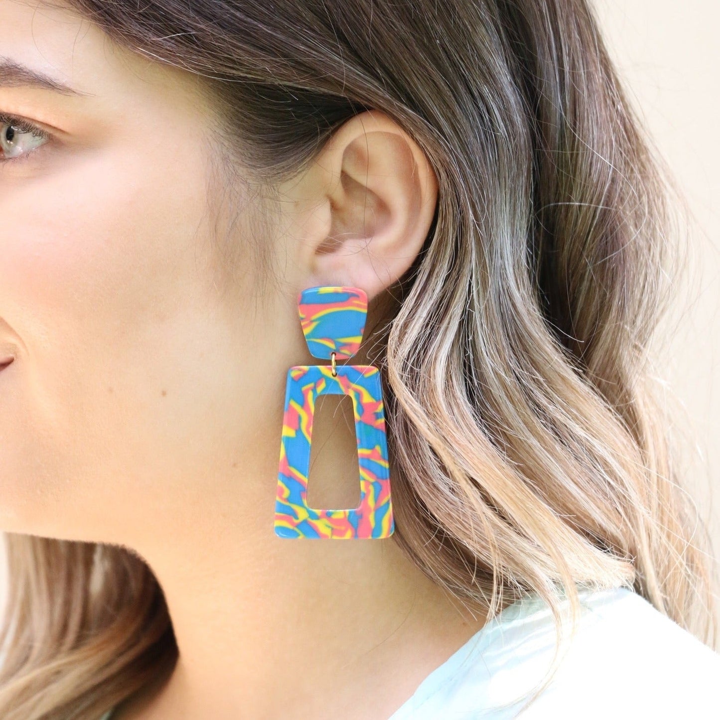 Kennedy Statement Earrings - Electric Sunset