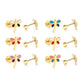 Screwback Stud Earrings - Bri Butterfly Pink and Teal