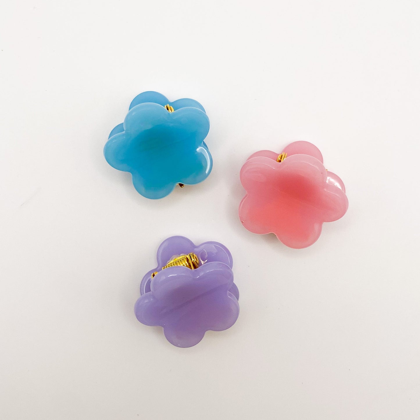 Mini Clip Trio - Zoey Flower: Purple / Pink / Blue