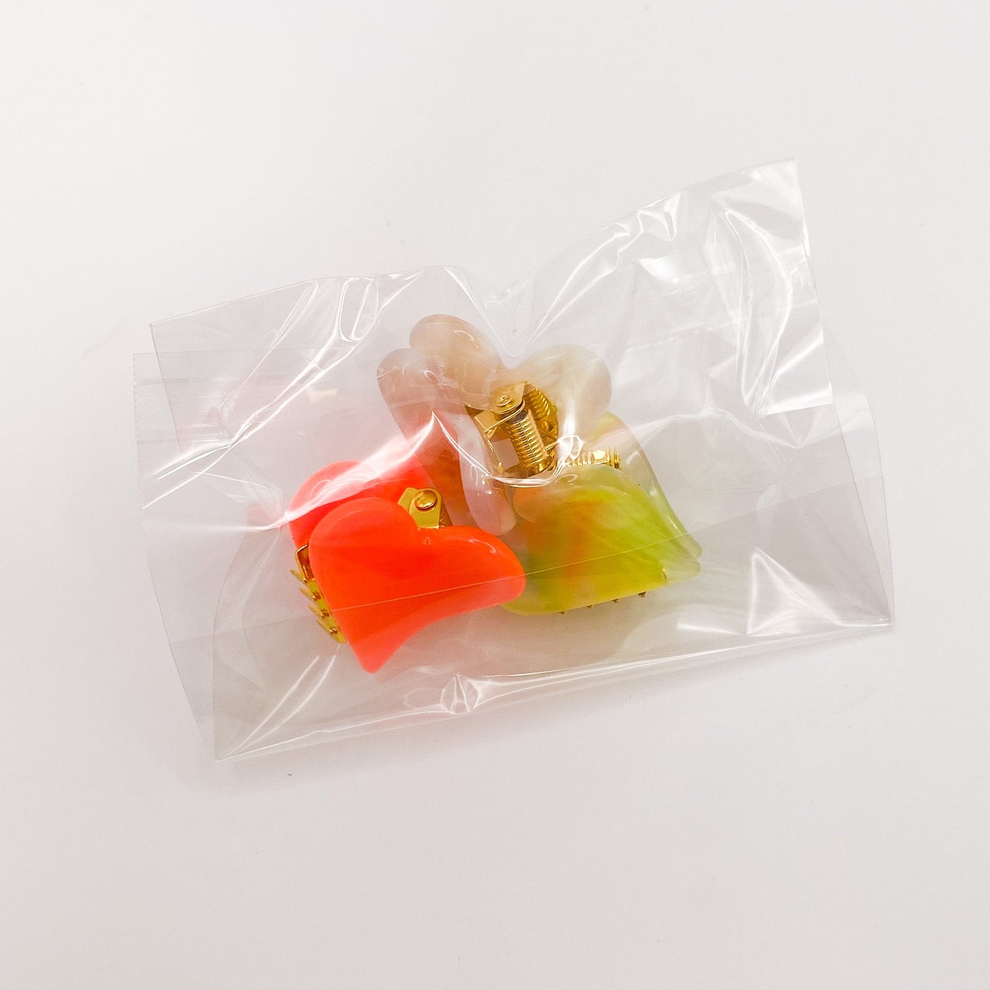 Mini Clip Trio - Heart: Neon Punch / Neon Watermelon / Peach Shell