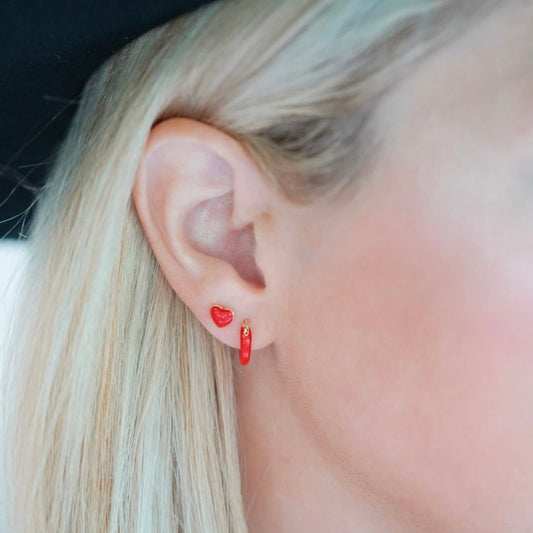 Huggie Earrings Mia - Red - Shop LINNY CO