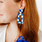Kennedy Statement Earrings - Blue Checkered - Shop LINNY CO