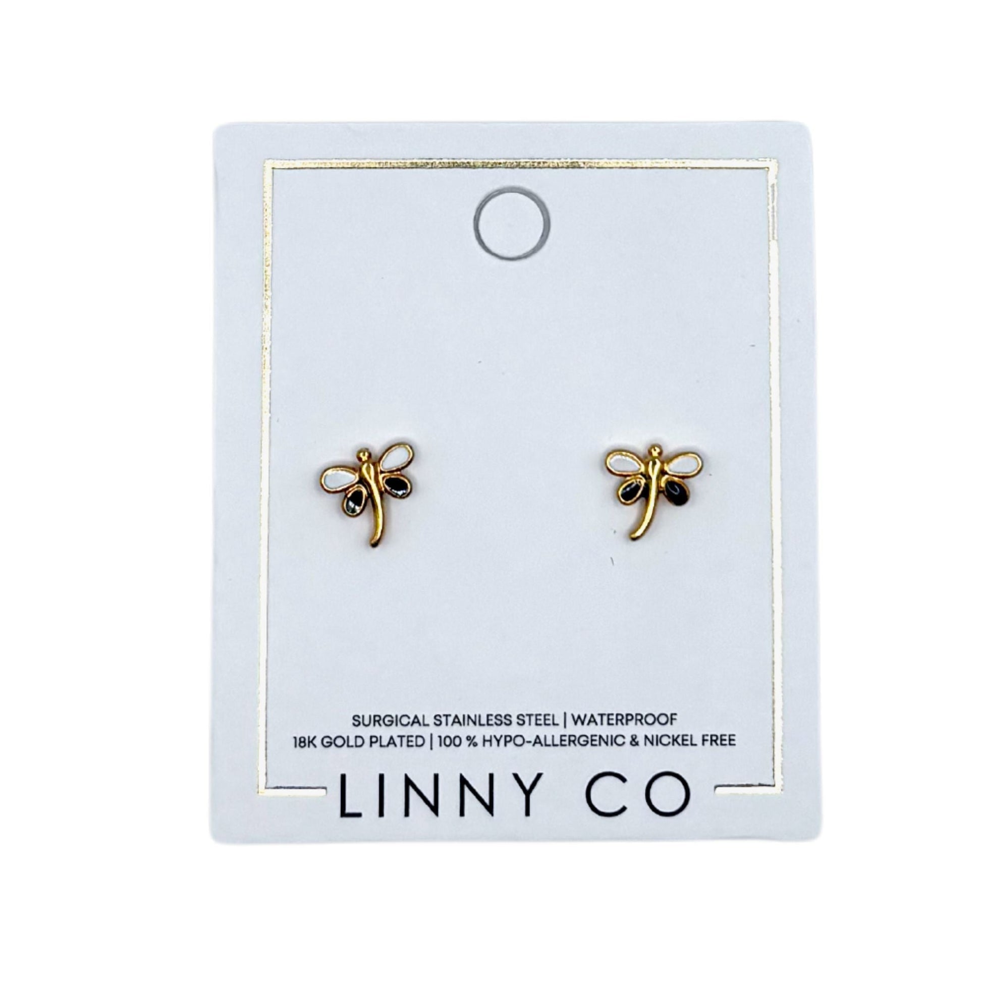 Screwback Stud Earrings - Bri Butterfly White and Black - Shop LINNY CO